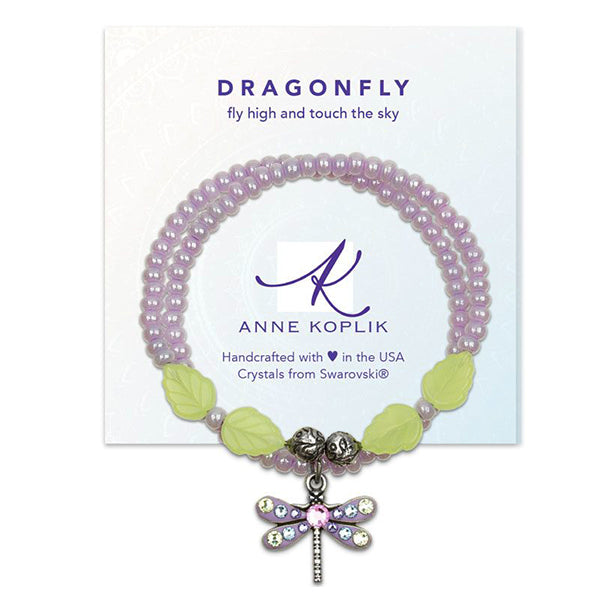 Anne Koplik Dragonfly Sky Charm Wrapsody Wrap-a-Round Bracelet in Lavender & Mint Green - Belle Fleur Boutique