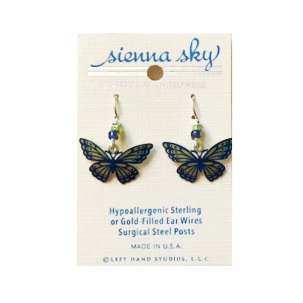 Sienna Sky Fantasy Butterfly Blue & Green Pierced Earrings ~Made in Colorado~ - Belle Fleur Boutique