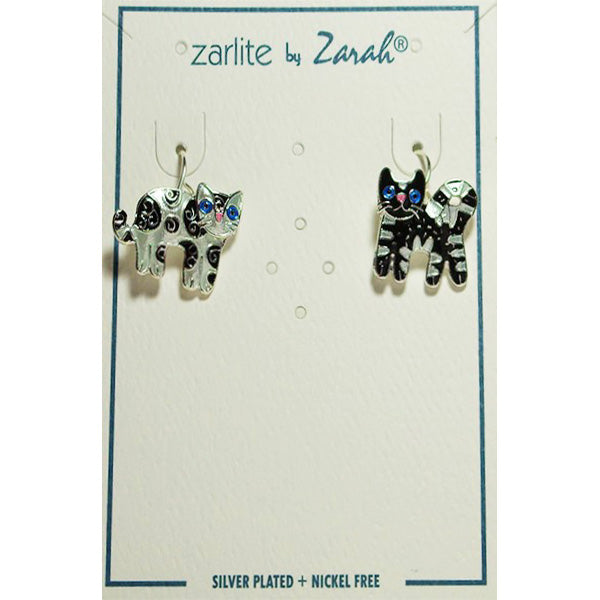 Zarah Zarlite Feline Friends Cats Pierced Earrings - Belle Fleur Boutique