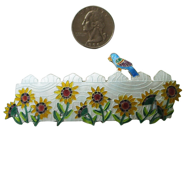 Zarah Zarlite Sunflower Garden & Bird Hair Barrette - Belle Fleur Boutique