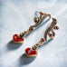 Sweet Romance Garnet Red Swarovski Crystal Heart Pierced Earrings - Belle Fleur Boutique