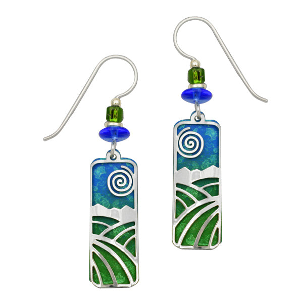 Adajio Green Valley & Blue Skies with Landscape Overlay Pierced Earrings - Belle Fleur Boutique