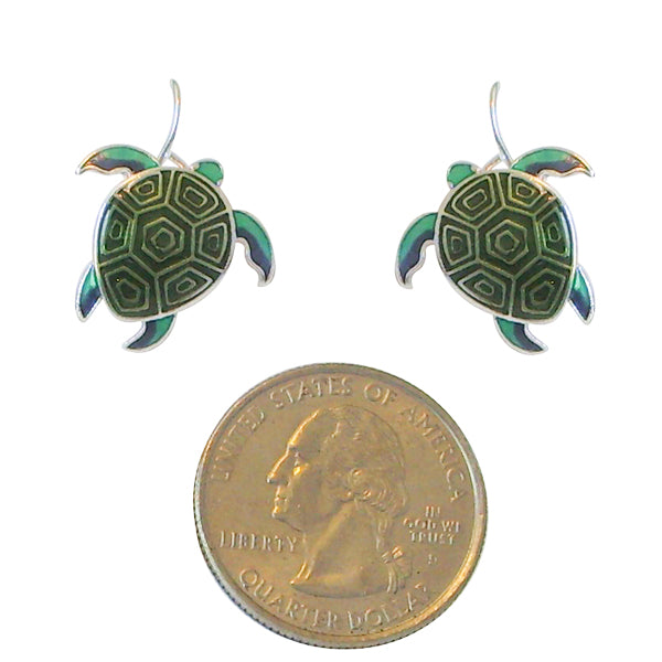 Zarah Zarlite Hawaiian Honu Green Sea Turtle Pierced Earrings - Belle Fleur Boutique