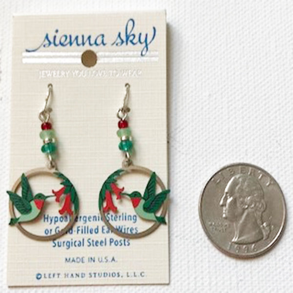 Sienna Sky Hummingbird & Flowers Pierced Earrings - Belle Fleur Boutique