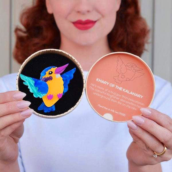 Erstwilder Khary of the Kalahary Kingfisher Brooch Designed in Melbourne, Australia