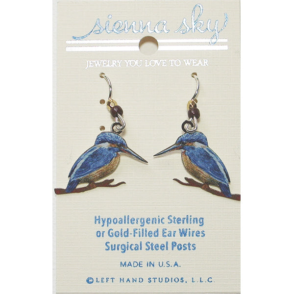 Sienna Sky Blue Kingfisher Bird on Branch Pierced Earrings ~Made in Colorado~ - Belle Fleur Boutique