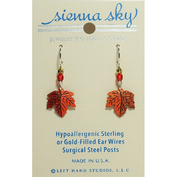 Sienna Sky Maple Leaves Pierced Earrings (Orange & Rust) - Belle Fleur Boutique