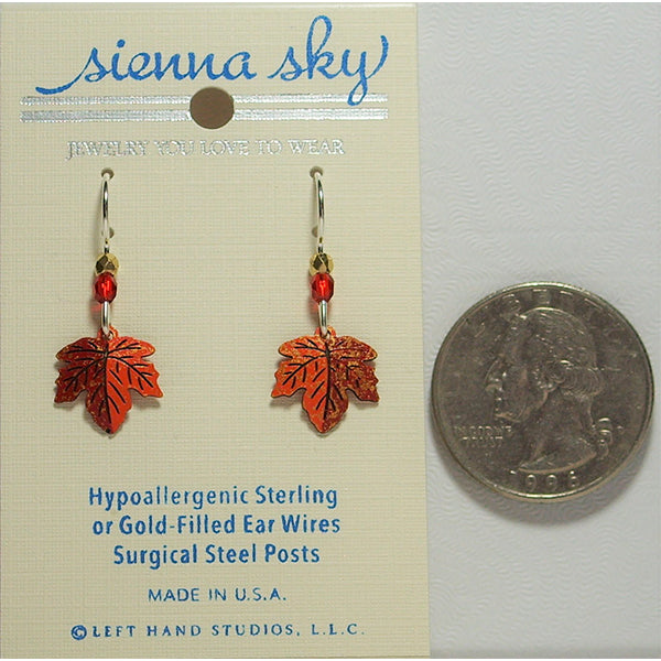 Sienna Sky Maple Leaves Pierced Earrings (Orange & Rust) - Belle Fleur Boutique