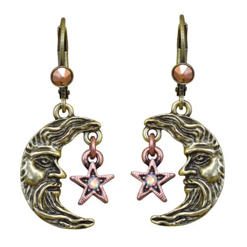 Kirks Folly Moon Shadow & Star Leverback Earrings (Brasstone) - Belle Fleur Boutique
