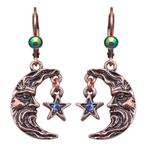 Kirks Folly Moon Shadow & Star Leverback Earrings (Coppertone) - Belle Fleur Boutique