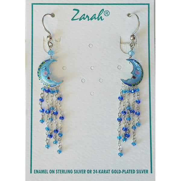 Zarah Zarlite Moonbeams Blue Crescent Moon Pierced Earrings - Belle Fleur Boutique