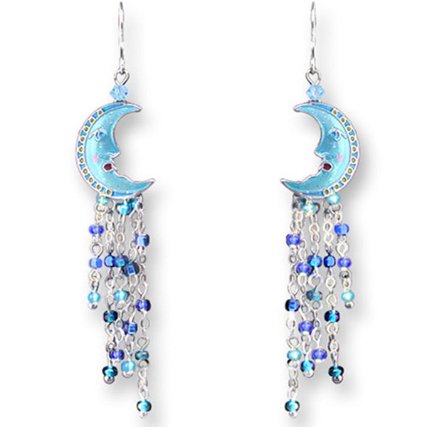 Zarah Zarlite Moonbeams Blue Crescent Moon Pierced Earrings - Belle Fleur Boutique