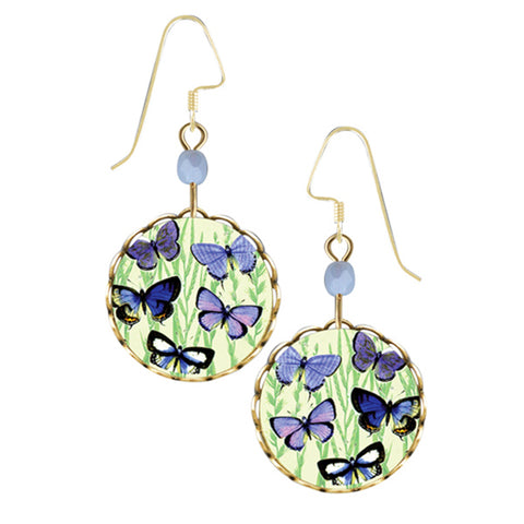 Morpho Purple & Violet Butterflies Print Pierced Earrings - Belle Fleur Boutique
