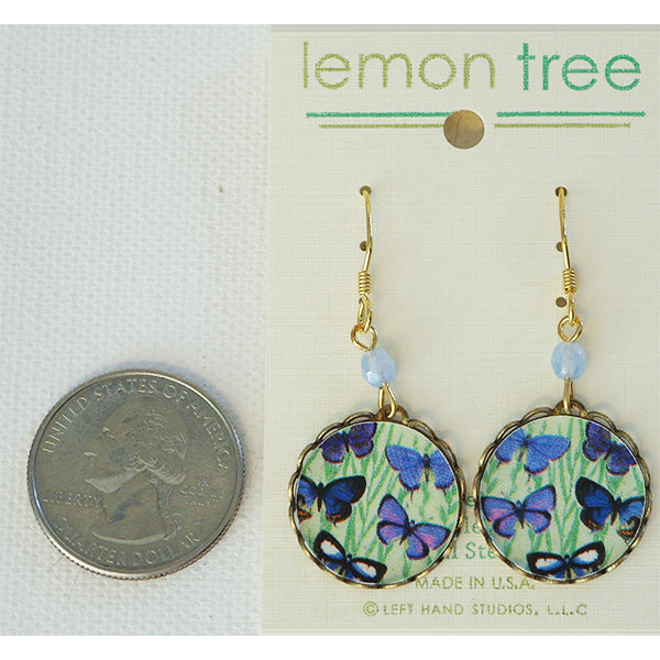Morpho Purple & Violet Butterflies Print Pierced Earrings - Belle Fleur Boutique