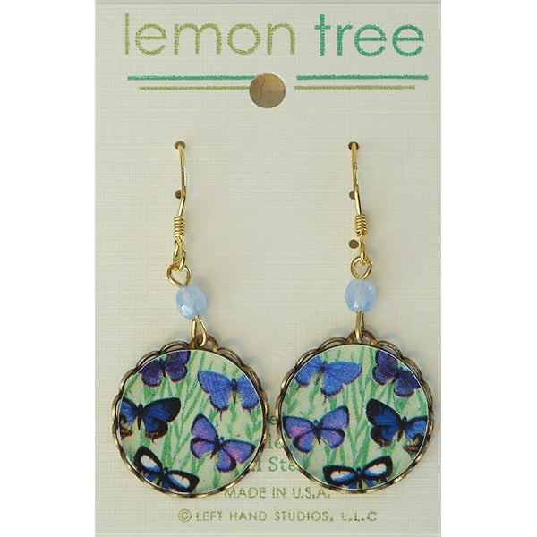 Morpho Purple & Violet Butterflies Print Pierced Earrings - Belle Fleur Boutique