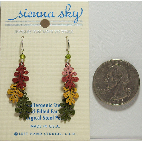 Sienna Sky Oak Leaves in Autumn Colors Pierced Earrings - Belle Fleur Boutique