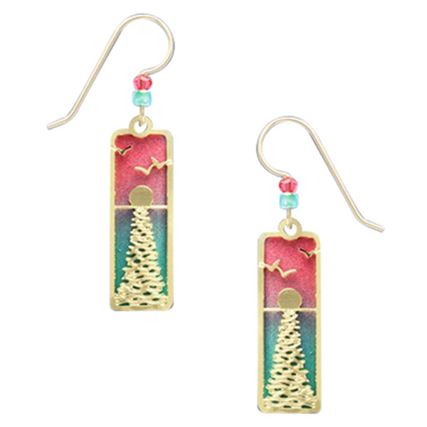 Adajio Ocean Sunset with Brass Overlay Pierced Earrings in Salmon and Green - Belle Fleur Boutique