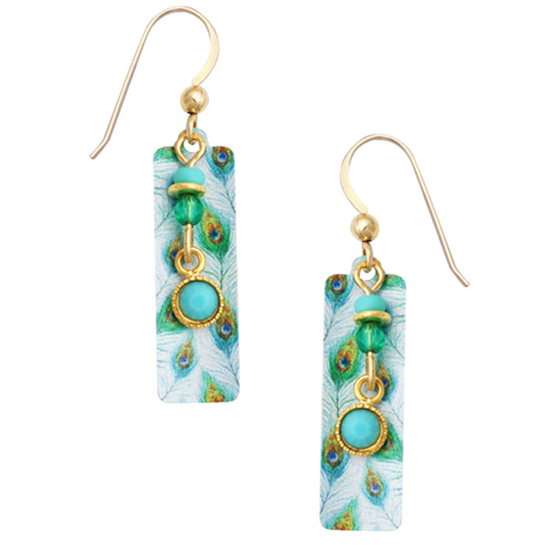 Adajio Peacock Pattern Column Bead Drop Pierced Earrings - Belle Fleur Boutique