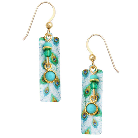 Adajio Peacock Pattern Column Bead Drop Pierced Earrings - Belle Fleur Boutique