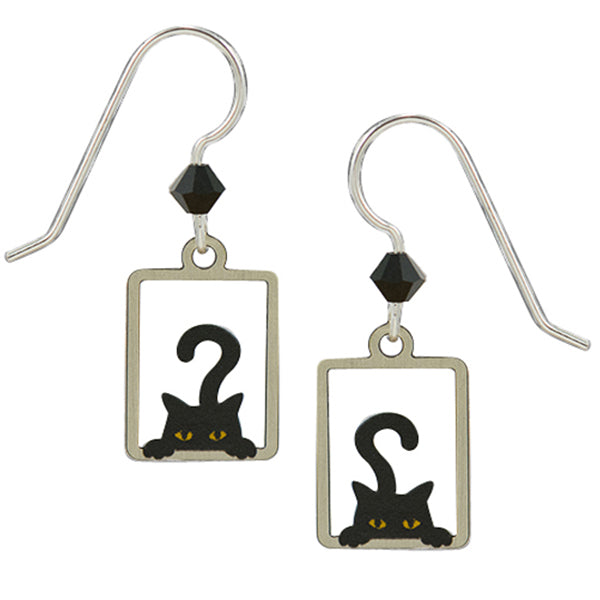 Sienna Sky Peek A Boo Black Cat Pierced Earrings - Belle Fleur Boutique