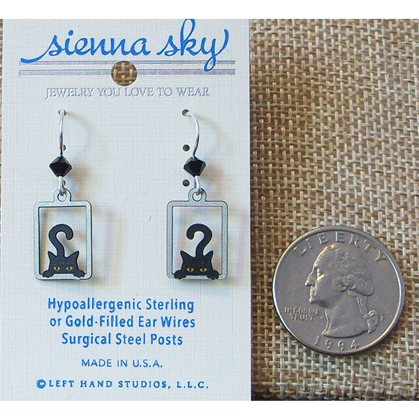 Sienna Sky Peek A Boo Black Cat Pierced Earrings - Belle Fleur Boutique