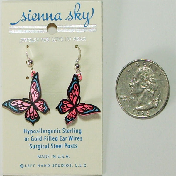 Sienna Sky Pink and Blue Fantasy Butterfly Pierced Earrings - Belle Fleur Boutique