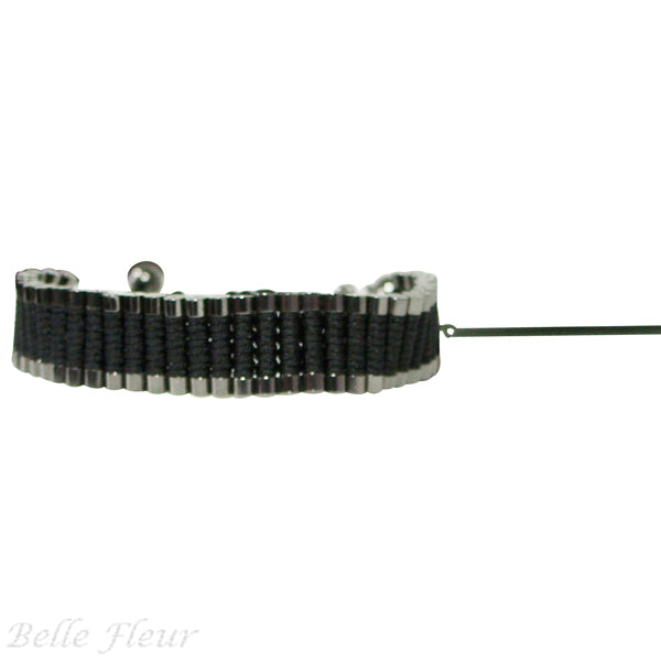 Rose Gonzales "Tori" Drama Collection Woven Bracelet in Black - Belle Fleur Boutique
