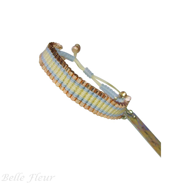 Rose Gonzales "Tori" Runway Collection Woven Bracelet in Lemon Yellow & Blue - Belle Fleur Boutique