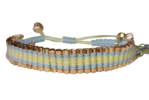 Rose Gonzales "Tori" Runway Collection Woven Bracelet in Lemon Yellow & Blue - Belle Fleur Boutique