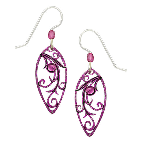 Adajio Radiant Orchid Magenta Leaf-Shape Filigree Pierced Earrings - Belle Fleur Boutique