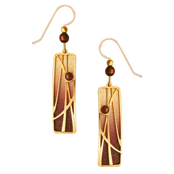 Adajio Pond Reeds Overlay on Vanilla & Chocolate Ombre Column Pierced Earrings - Belle Fleur Boutique