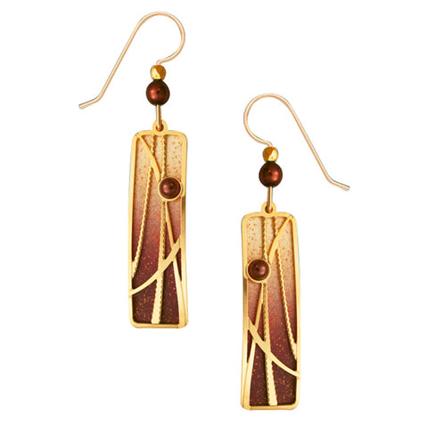 Adajio Pond Reeds Overlay on Vanilla & Chocolate Ombre Column Pierced Earrings - Belle Fleur Boutique