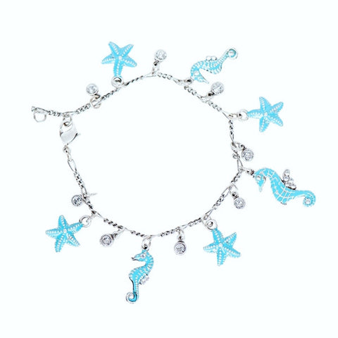 Anne Koplik Seahorse and Starfish Charm Bracelet - Belle Fleur Boutique