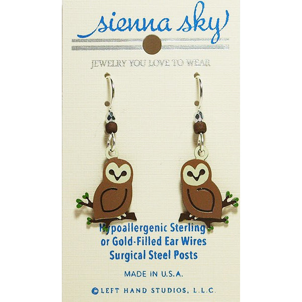 Sienna Sky Snowy Owl on a Branch Pierced Earrings - Belle Fleur Boutique