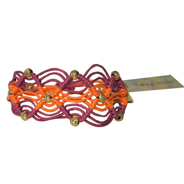 Rose Gonzales "Gigi" Sorbet Collection Woven Bracelet in Burgundy & Orange - Belle Fleur Boutique