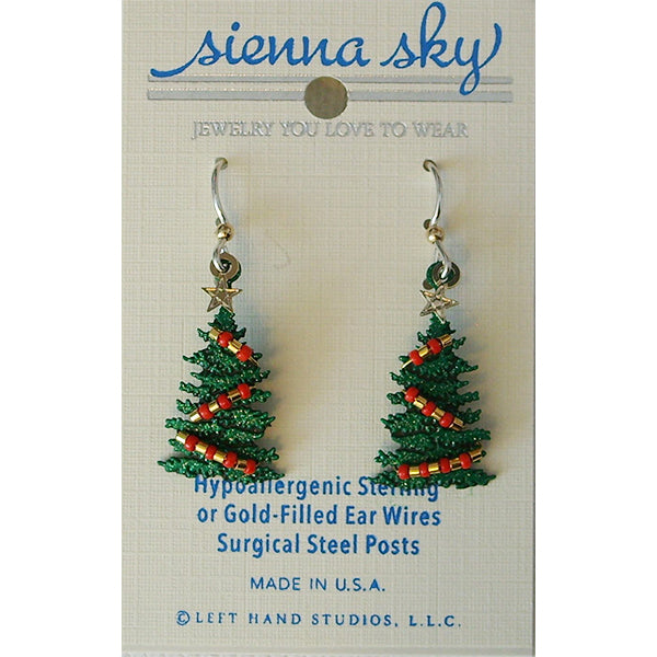 Sienna Sky Sparkly Green Christmas Tree Pierced Earrings - Belle Fleur Boutique
