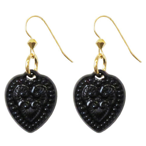 Tarina Tarantino Starlet "Lamour" Lucite Heart Pierced Earrings (Black) - Belle Fleur Boutique