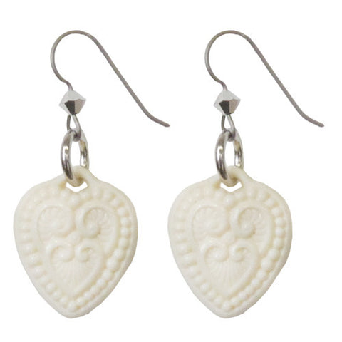 Tarina Tarantino Starlet "Lamour" Lucite Heart Pierced Earrings (Ivory) - Belle Fleur Boutique