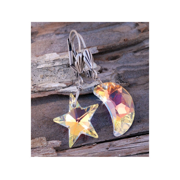Sweet Romance Starlight Moonlight Crystal Pierced Earrings - Belle Fleur Boutique