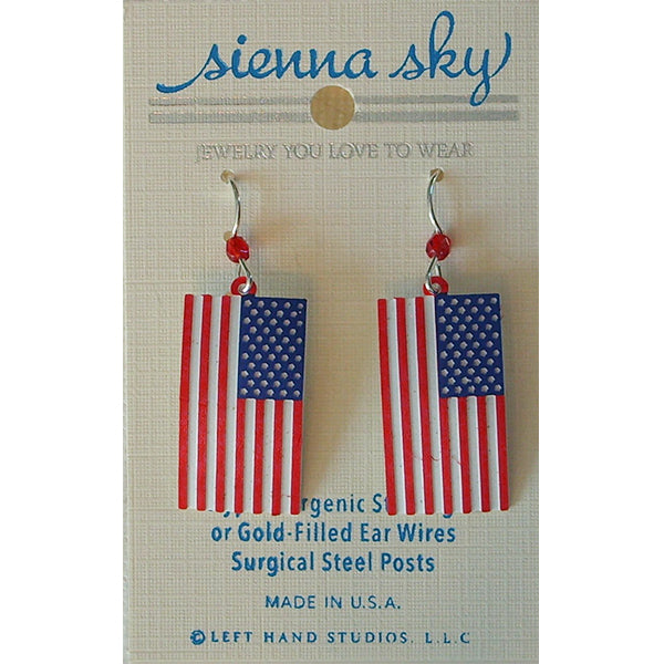 Sienna Sky Stars & Stripes Patriotic Flag Pierced Earrings ~Made in Colorado~ - Belle Fleur Boutique