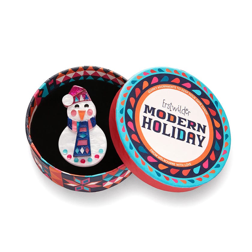 Erstwilder "Stay Frosty" Snowman Brooch with Gift Box