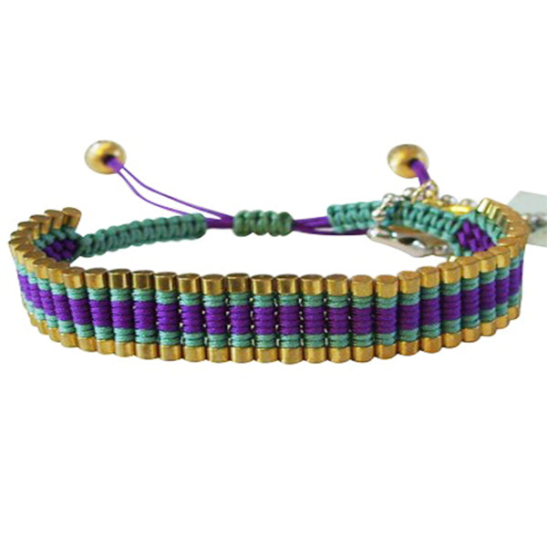 Rose Gonzales "Tori" Strut Collection Woven Bracelet in Purple & Teal - Belle Fleur Boutique