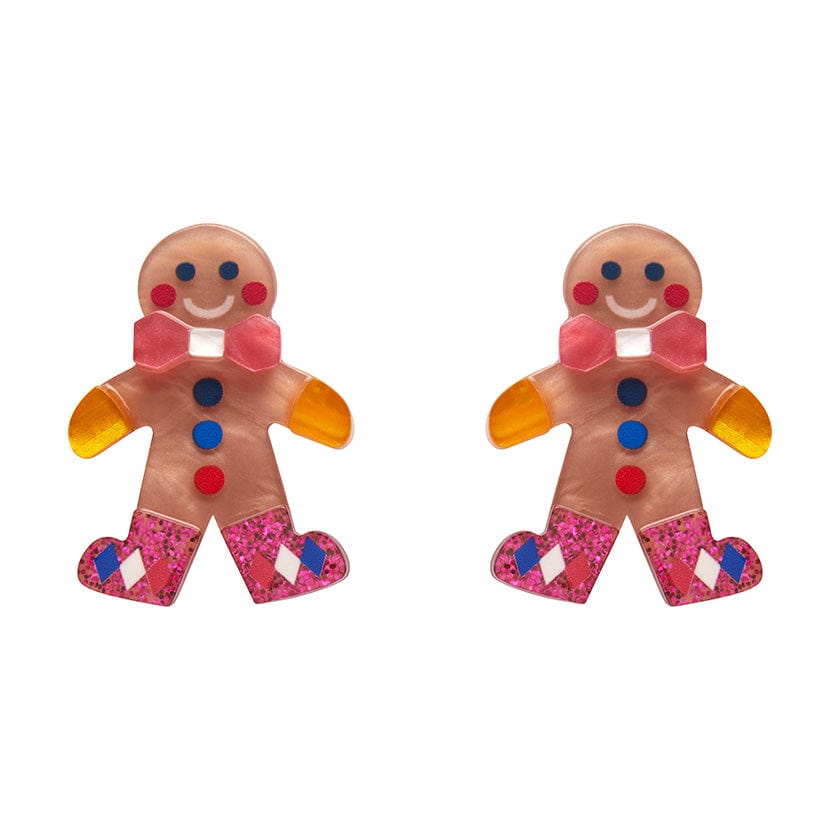 Erstwilder "Sugar & Spice" Gingerbread Man Pierced Earrings with Gift Box