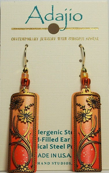 Adajio Daisy Garden Filigree Orange & Apricot Pierced Earrings - Belle Fleur Boutique