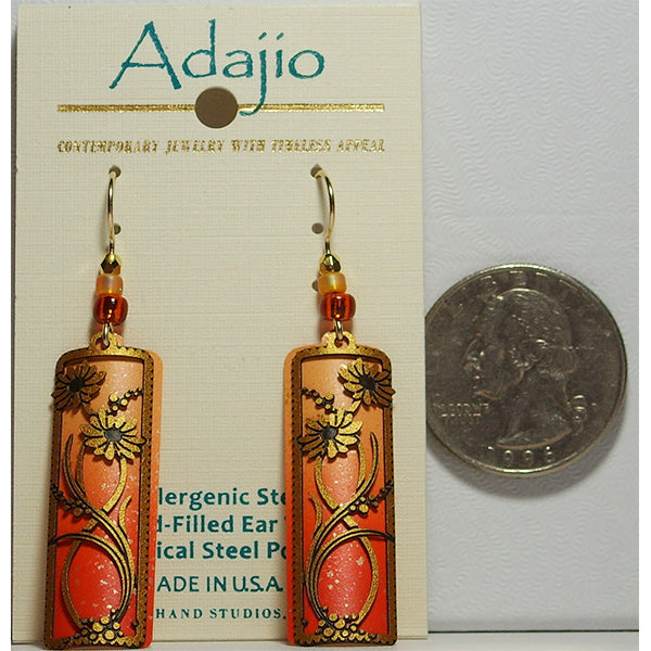 Adajio Daisy Garden Filigree Orange & Apricot Pierced Earrings - Belle Fleur Boutique