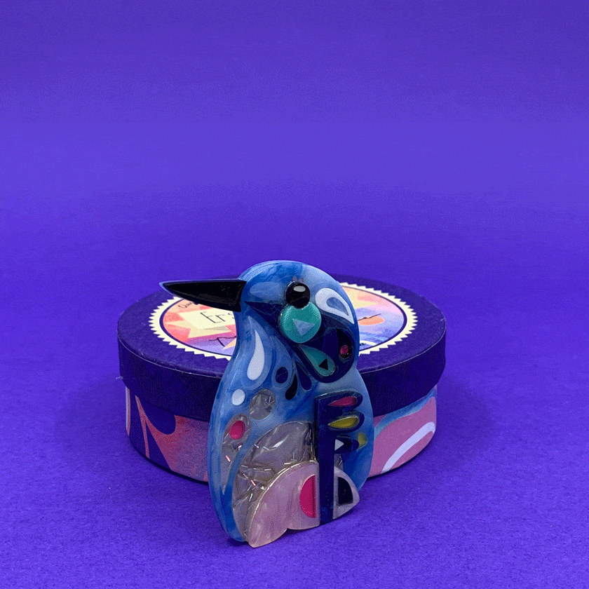 Erstwilder "The Astute Azure Kingfisher" Brooch Designed in Melbourne, Australia