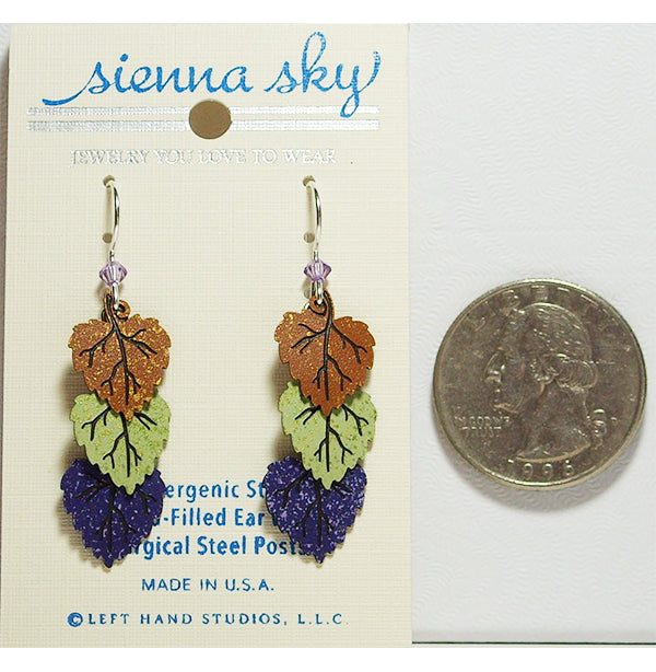 Sienna Sky Triple Poplar Fall Autumn Leaves Pierced Earrings - Belle Fleur Boutique