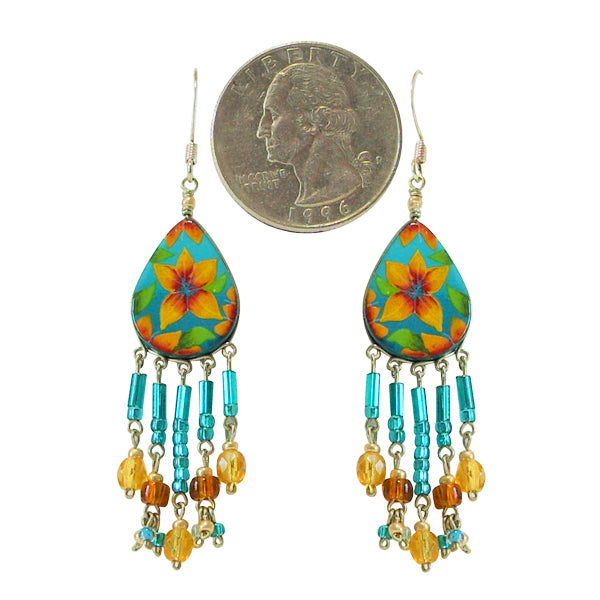 Wanderlust Tropical Orange Clematis Flower Pierced Earrings ~Handmade in Peru~ - Belle Fleur Boutique