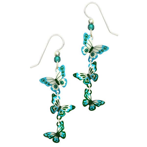 Sienna Sky Cascading Turquoise & Teal Butterflies Pierced Earrings - Belle Fleur Boutique
