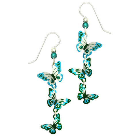 Sienna Sky Cascading Turquoise & Teal Butterflies Pierced Earrings - Belle Fleur Boutique